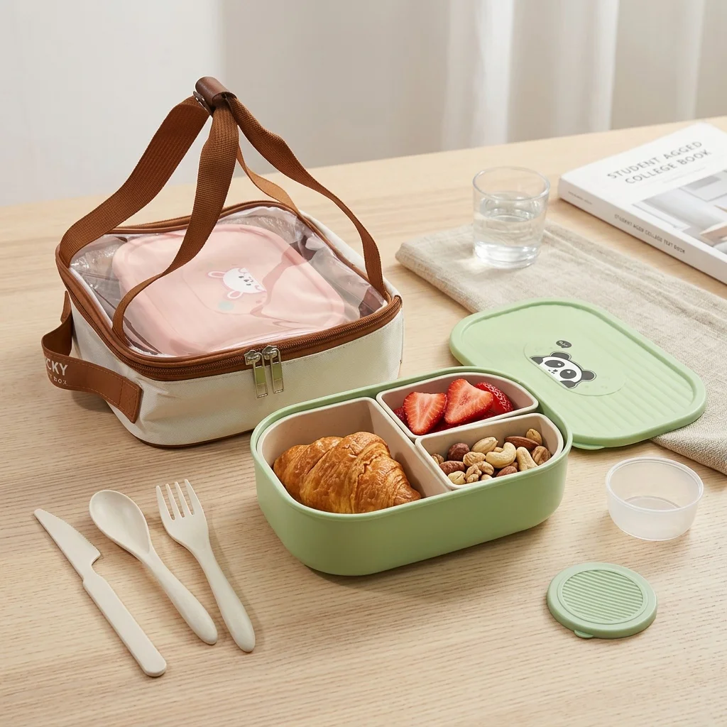 Meal Prep Or Prep Meal - 뚜껑이 있는 어린이용 도시락통, 3칸 분리형