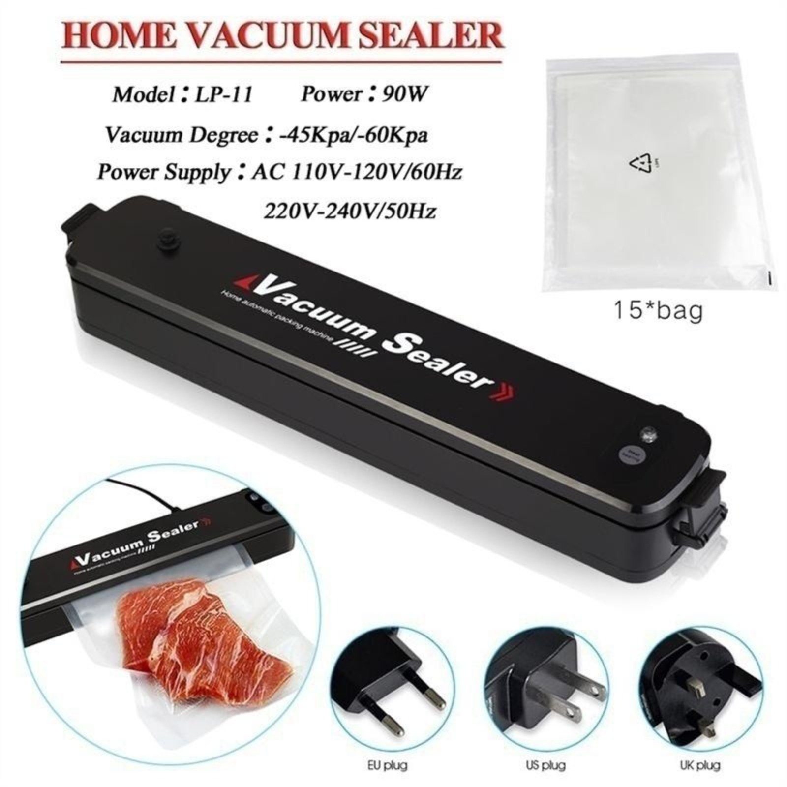 자동 진공 포장기, 휴대용 식품 보관기, 15개의 포장 - Meal Prep Vacuum Seal Containers 리뷰 및 가격
