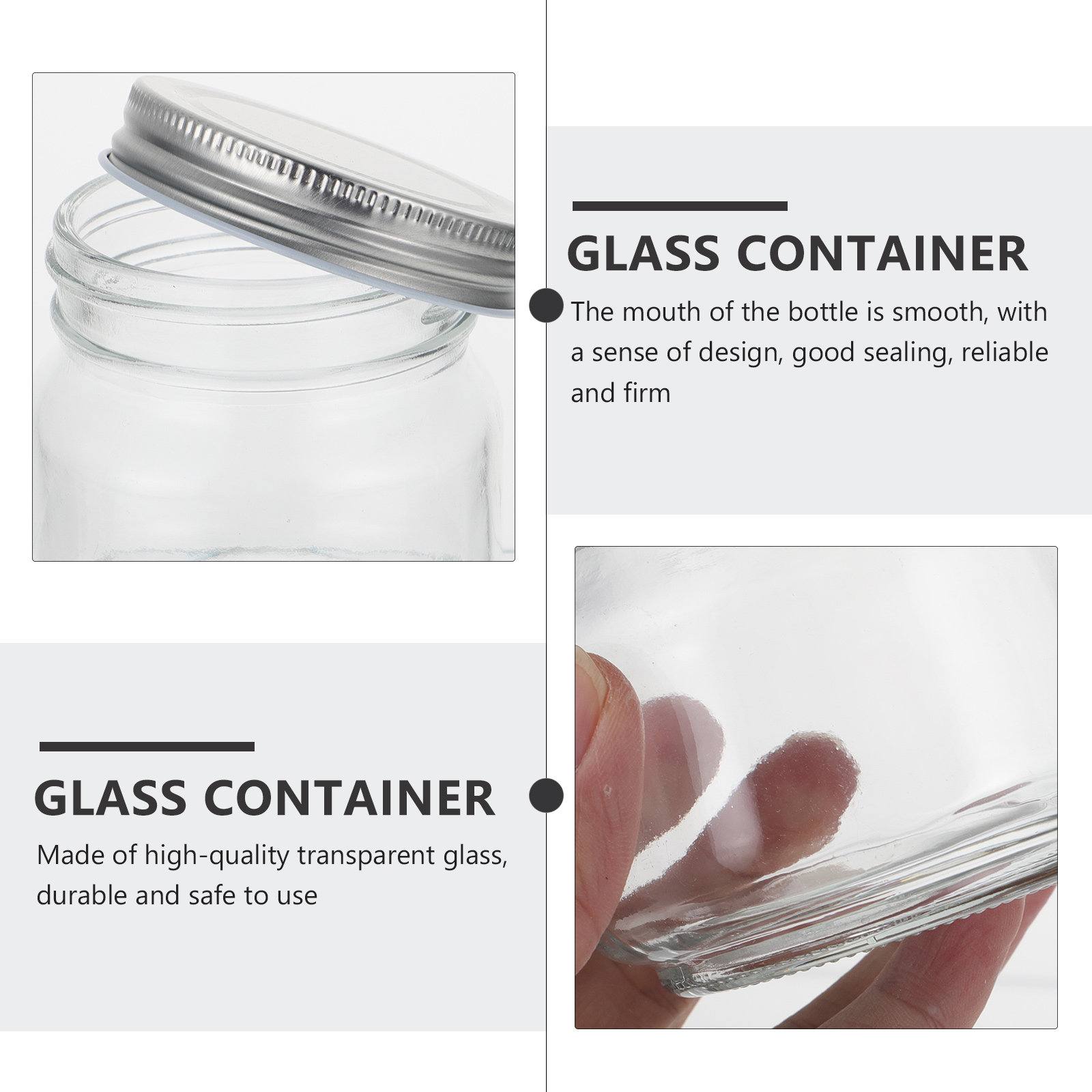 6개 세트의 메이슨 유리병: 두꺼운 투명 유리 재질,  - Glass Container Set 리뷰 및 가격