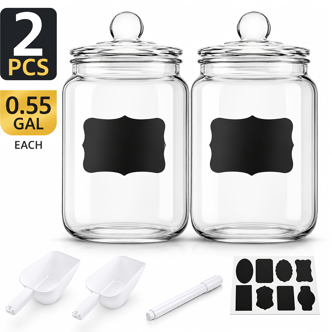유리 팬트리 용기 2개(조개껍질 모양 뚜껑 포함) -  - Glass Container Set 리뷰 및 가격