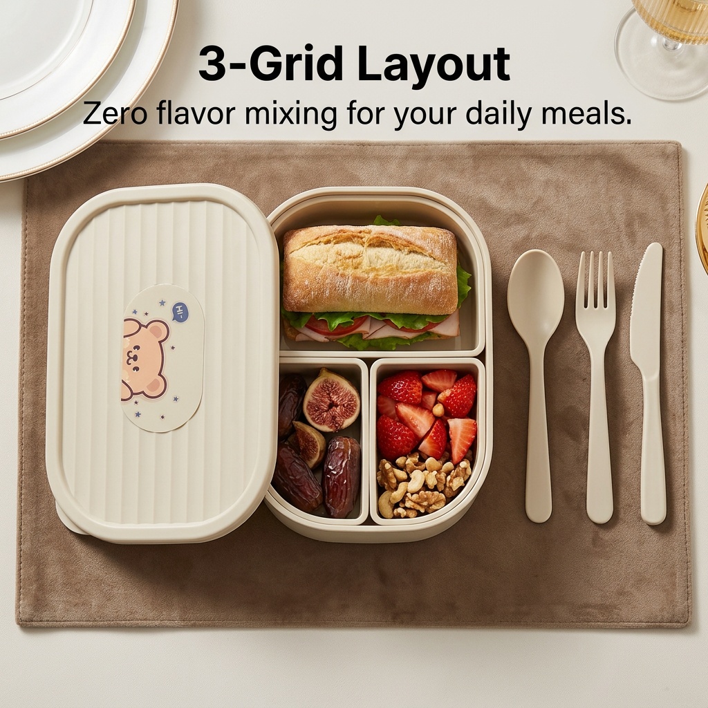 귀여운 어린이 도시락 플라스틱 3칸 도시락 전자레인지용 - Meal Prep Or Prep Meal 리뷰 및 가격