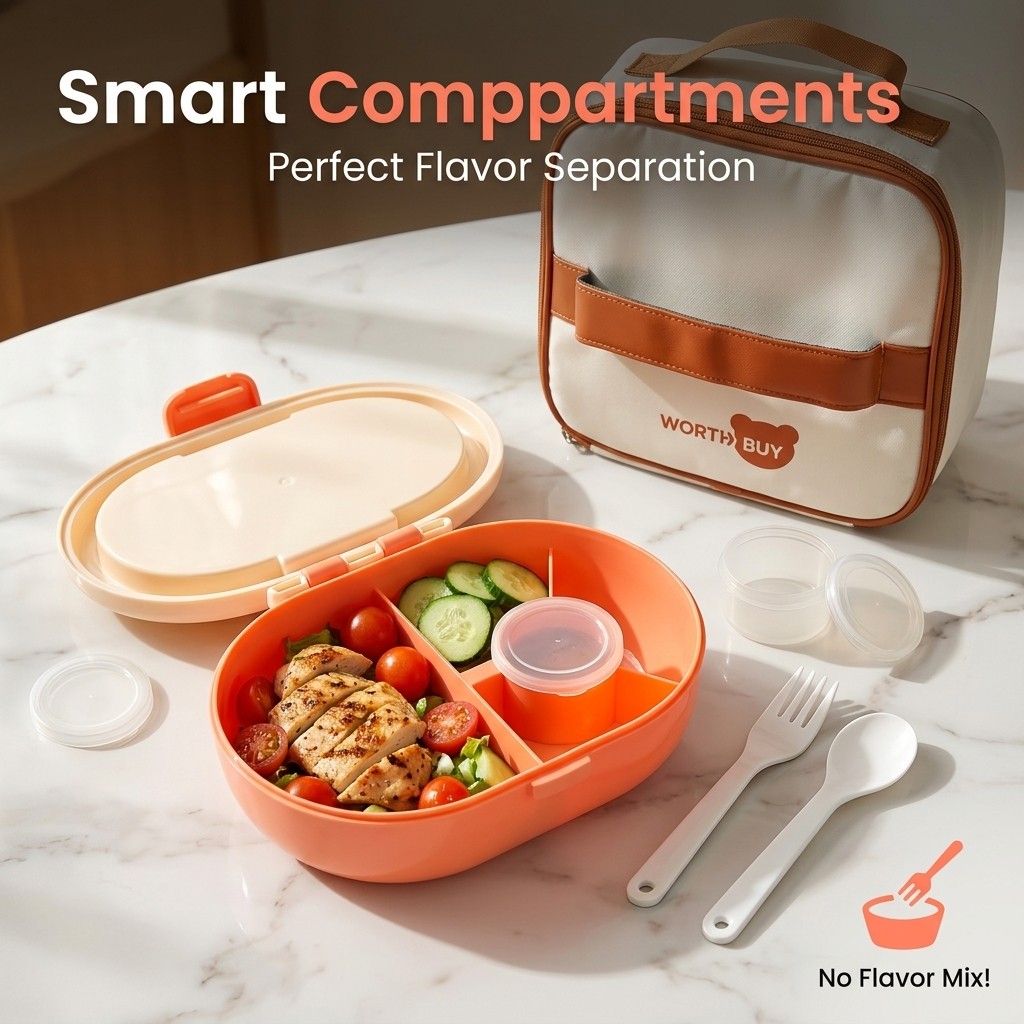 누수 방지 플라스틱 도시락통, 수저 세트 포함, 분리형 - Meal Prep Or Prep Meal 리뷰 및 가격
