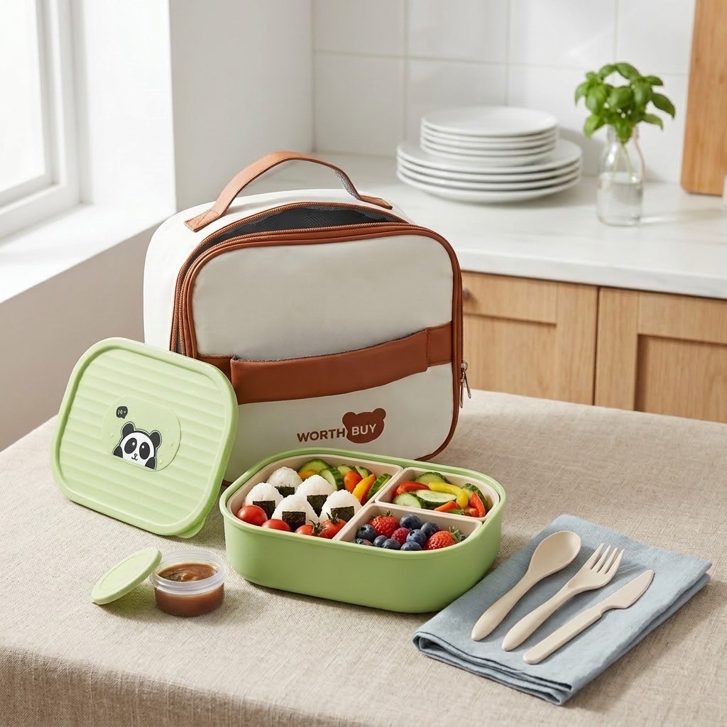 귀여운 어린이 도시락 3칸 플라스틱 도시락 전자레인지용 - Meal Prep Or Prep Meal 리뷰 및 가격