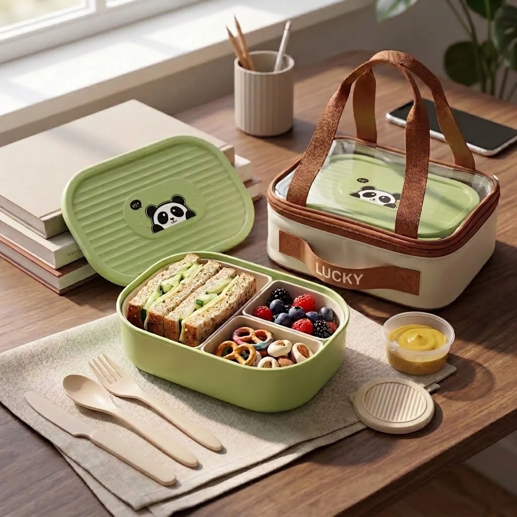 뚜껑이 있는 어린이용 도시락통, 3칸 분리형 플라스틱  - Meal Prep Or Prep Meal 리뷰 및 가격