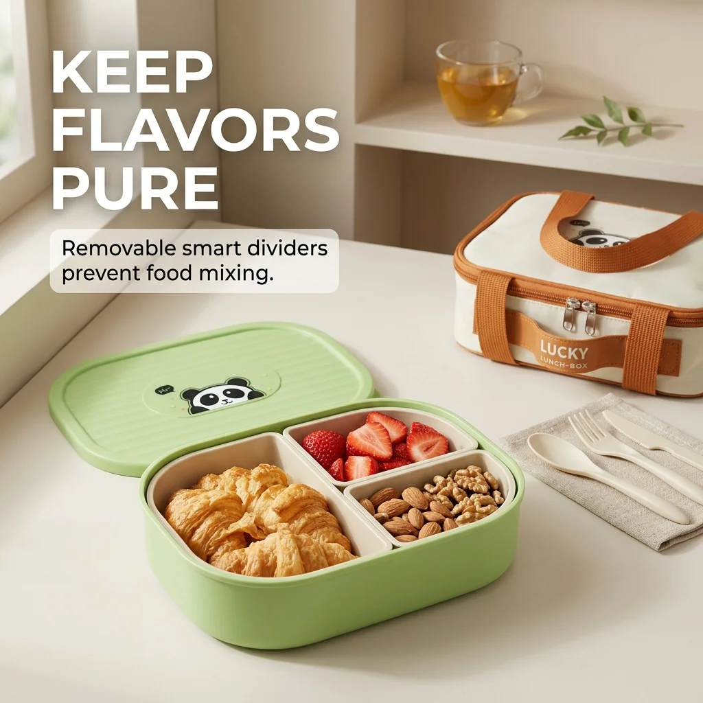 뚜껑이 있는 어린이용 도시락통, 3칸 분리형 플라스틱  - Meal Prep Or Prep Meal 리뷰 및 가격