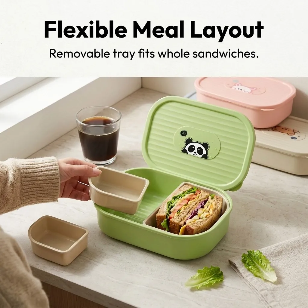 뚜껑이 있는 어린이용 도시락통, 3칸 분리형 플라스틱  - Meal Prep Or Prep Meal 리뷰 및 가격