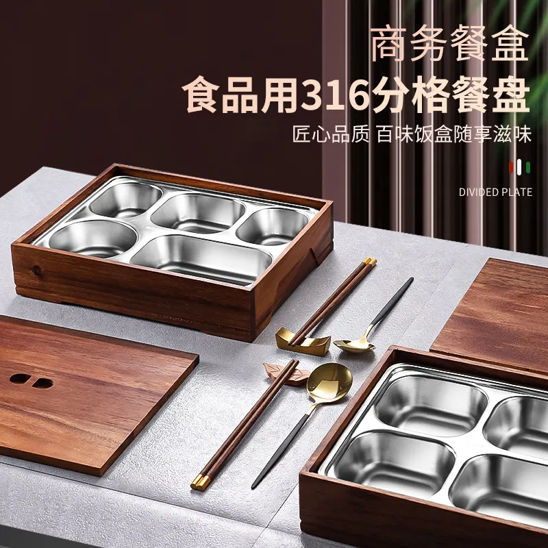블랙 월넛 도시락 세트(칸막이 접시 포함) 일본/한국  - Meal Prep Korean 리뷰 및 가격