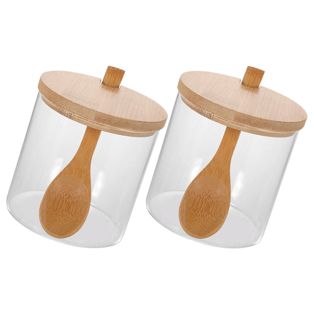 투명 유리 재질의 조미료 용기 2개 세트, 대나무 뚜껑 - Glass Container Set 리뷰 및 가격